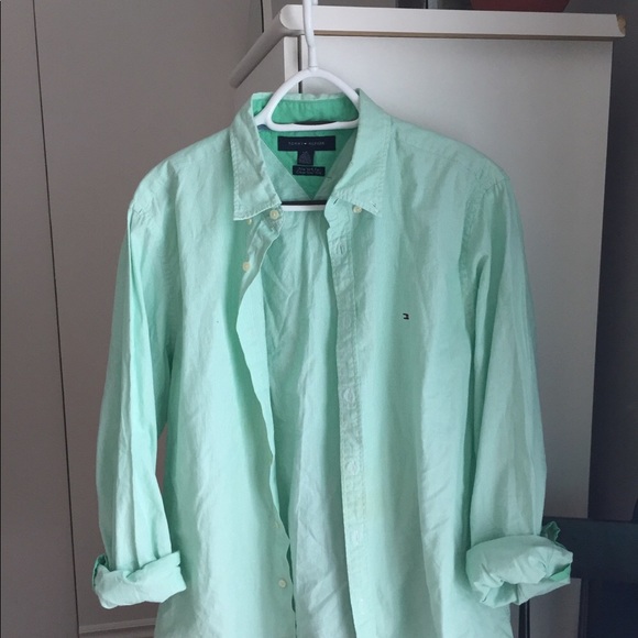 TOMMY HILFIGER mint button up shirt New York - Picture 2 of 5